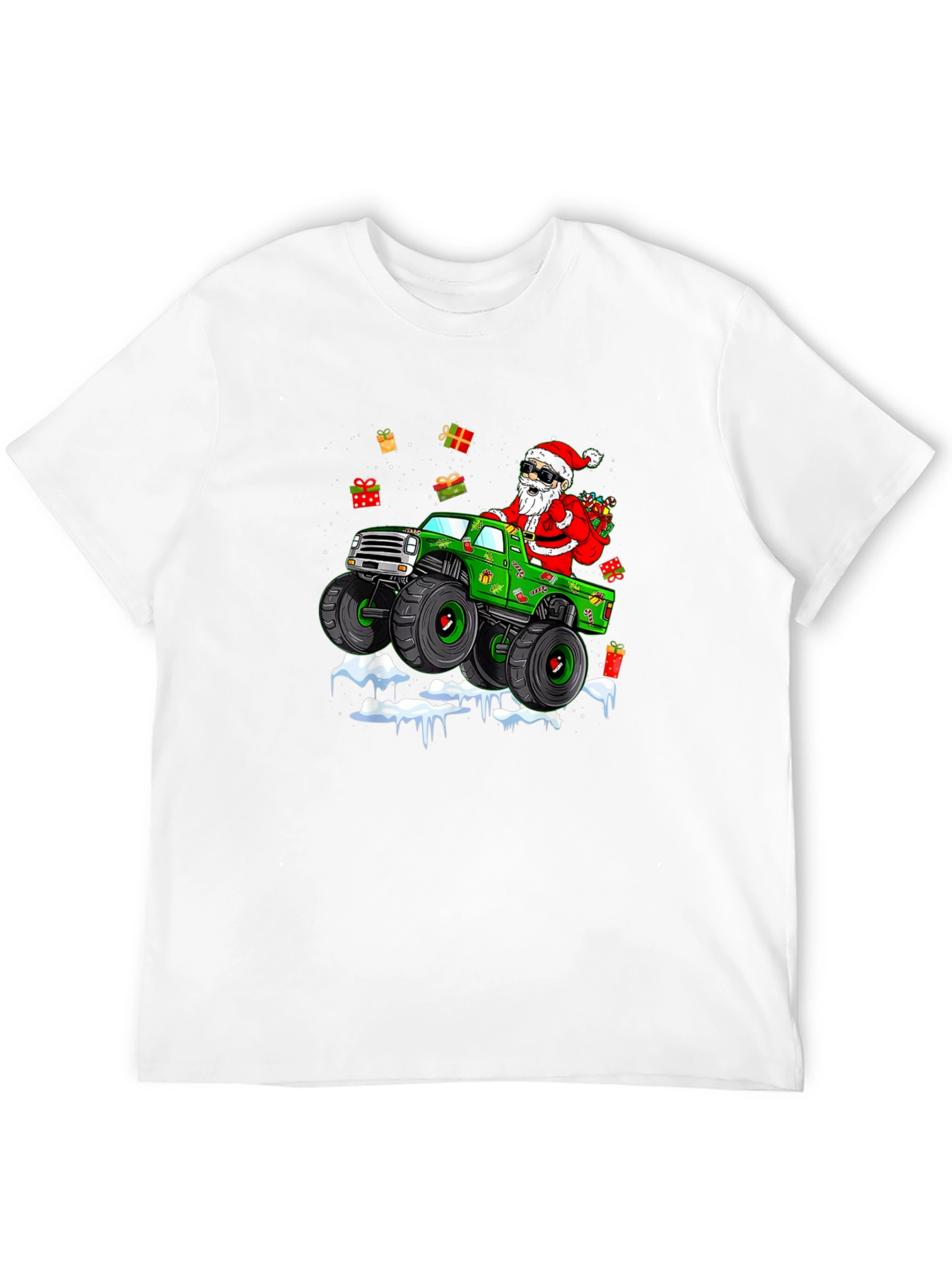 Santa Monster Truck Christmas T-Shirt