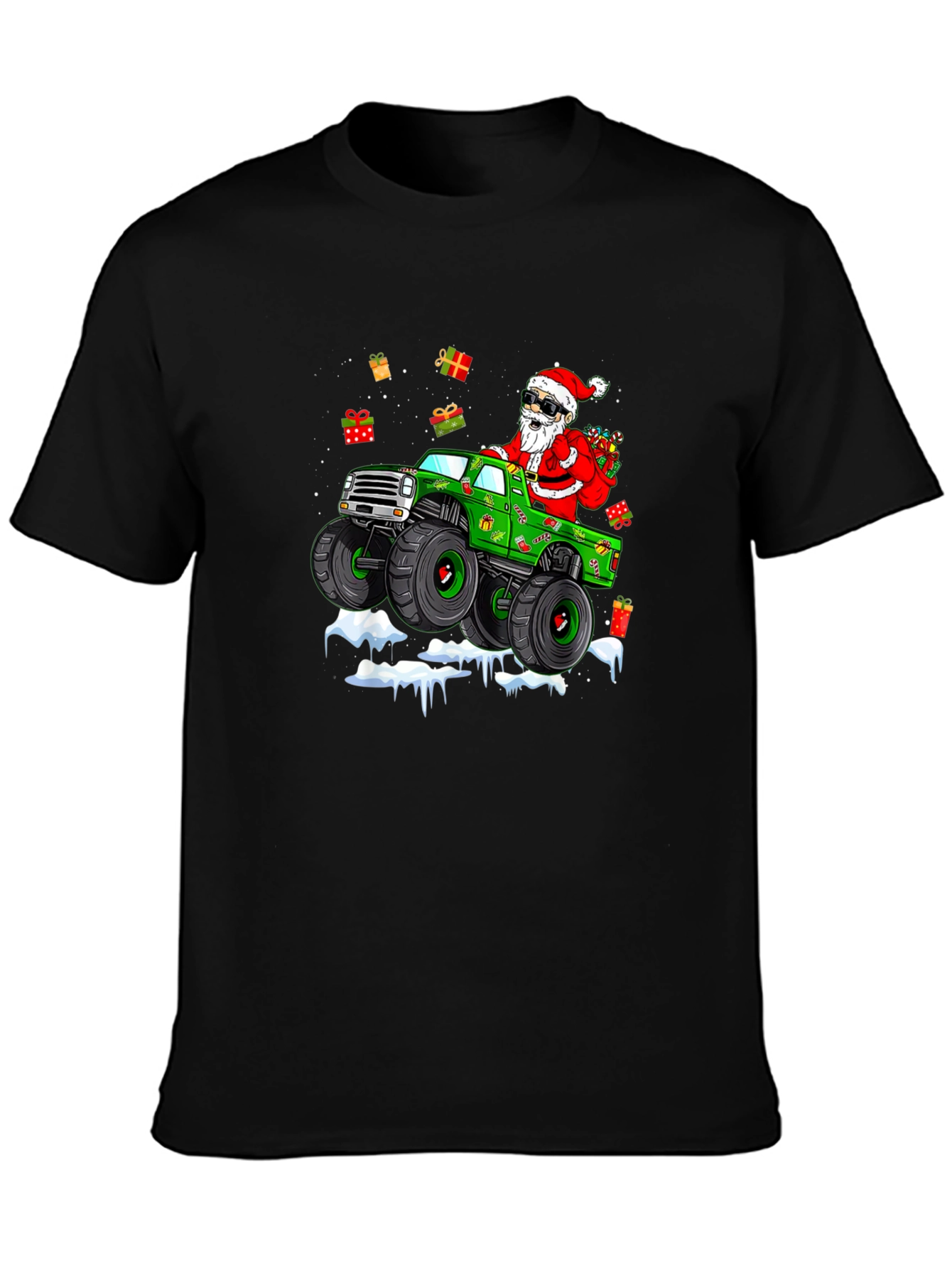 Santa Monster Truck Christmas T-Shirt