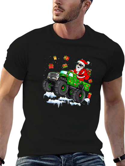 Santa Monster Truck Christmas T-Shirt