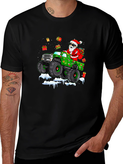 Santa Monster Truck Christmas T-Shirt