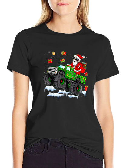 Santa Monster Truck Christmas T-Shirt