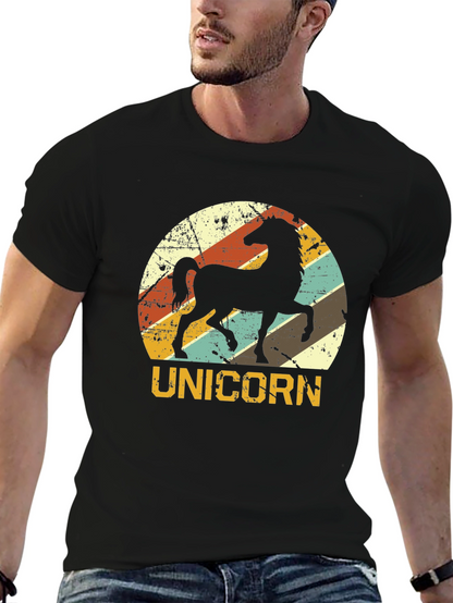 Retro Unicorn Graphic T-Shirt - Black