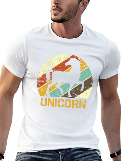 Retro Unicorn Graphic T-Shirt - Black