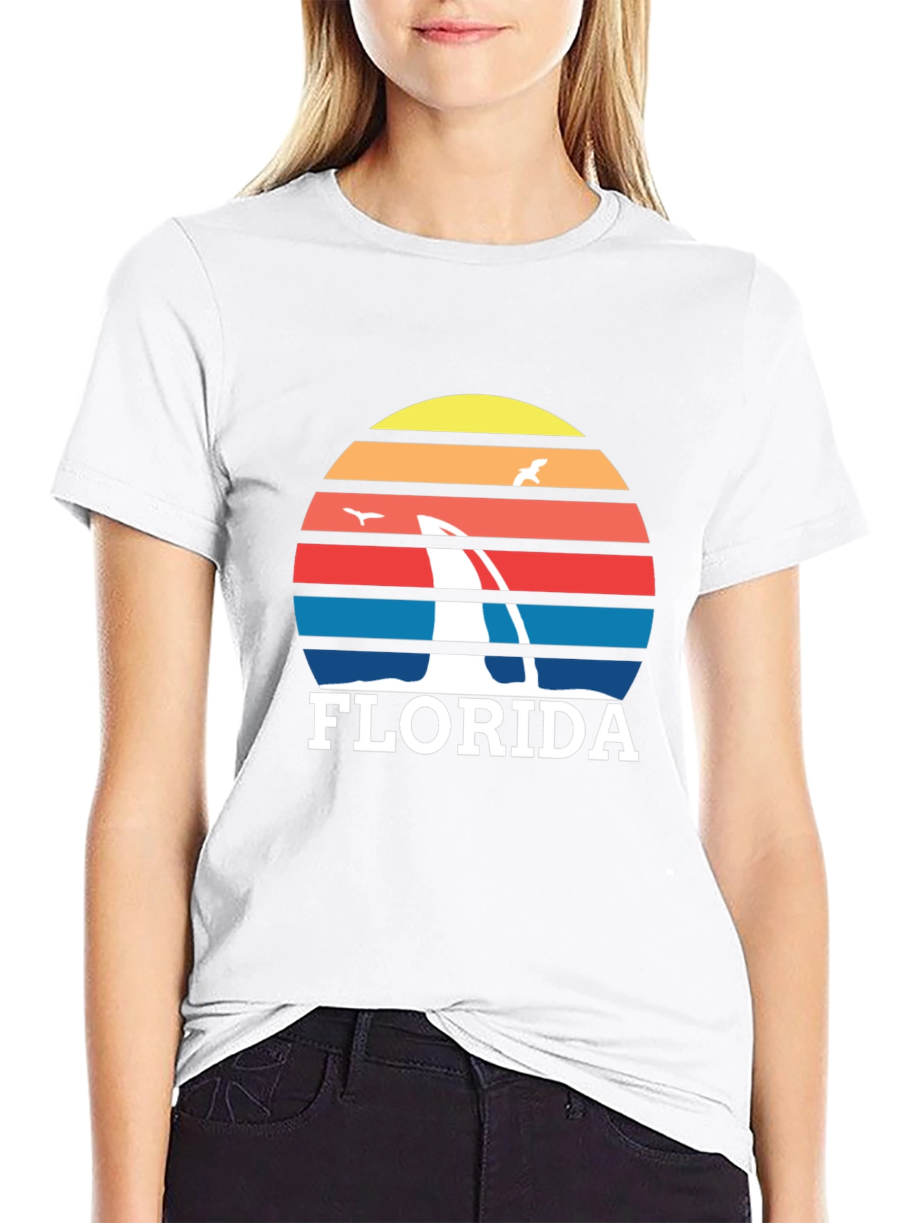 Florida Sailboat Sunset Graphic Tee - Black