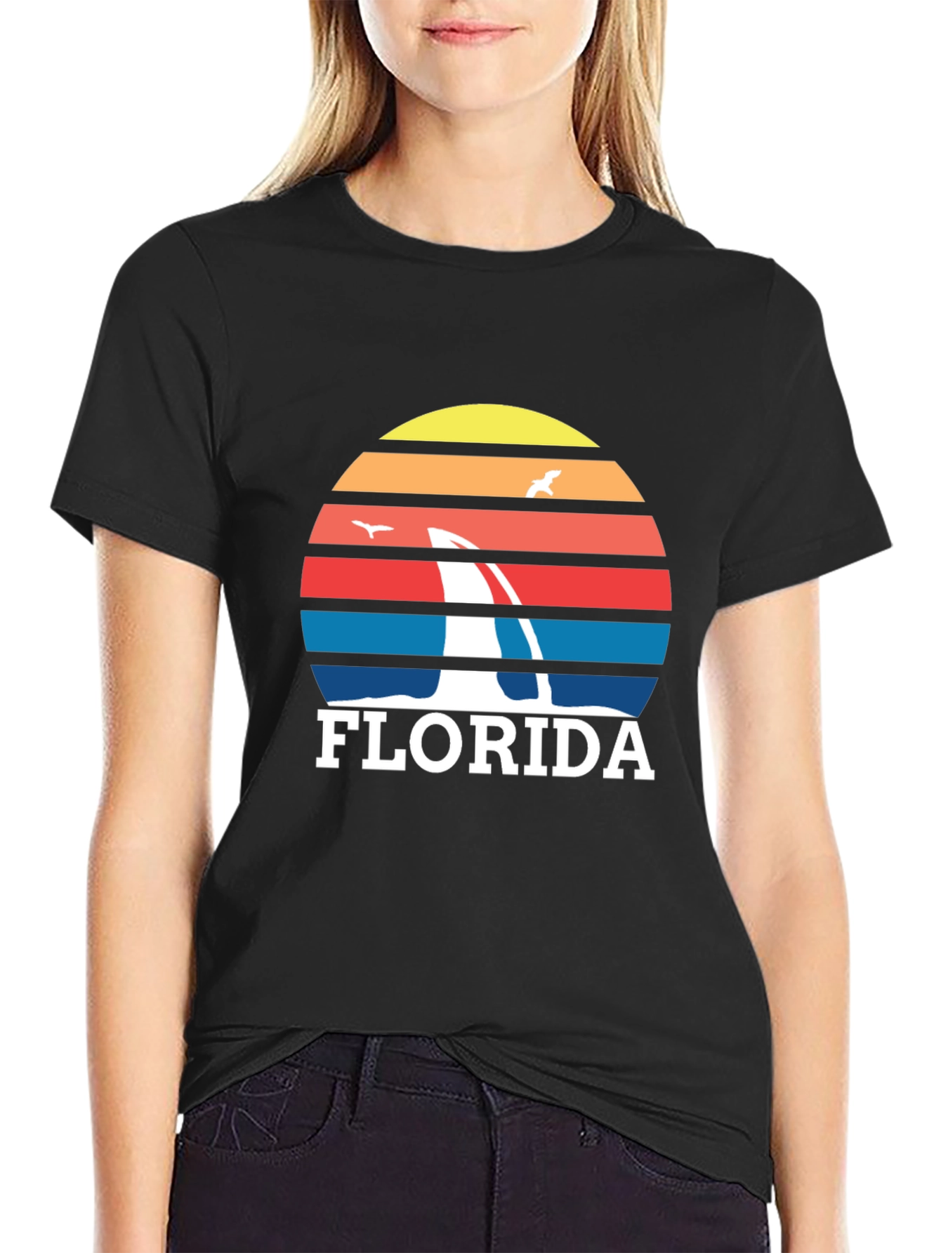 Florida Sailboat Sunset Graphic Tee - Black
