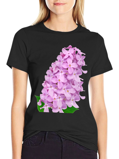 Lilac Blossom Black T-Shirt