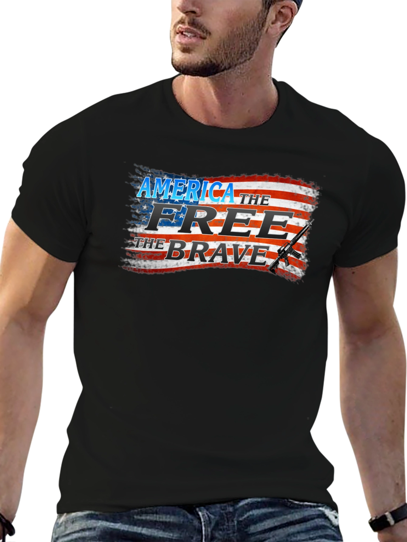 America Free Brave Patriotic T-Shirt
