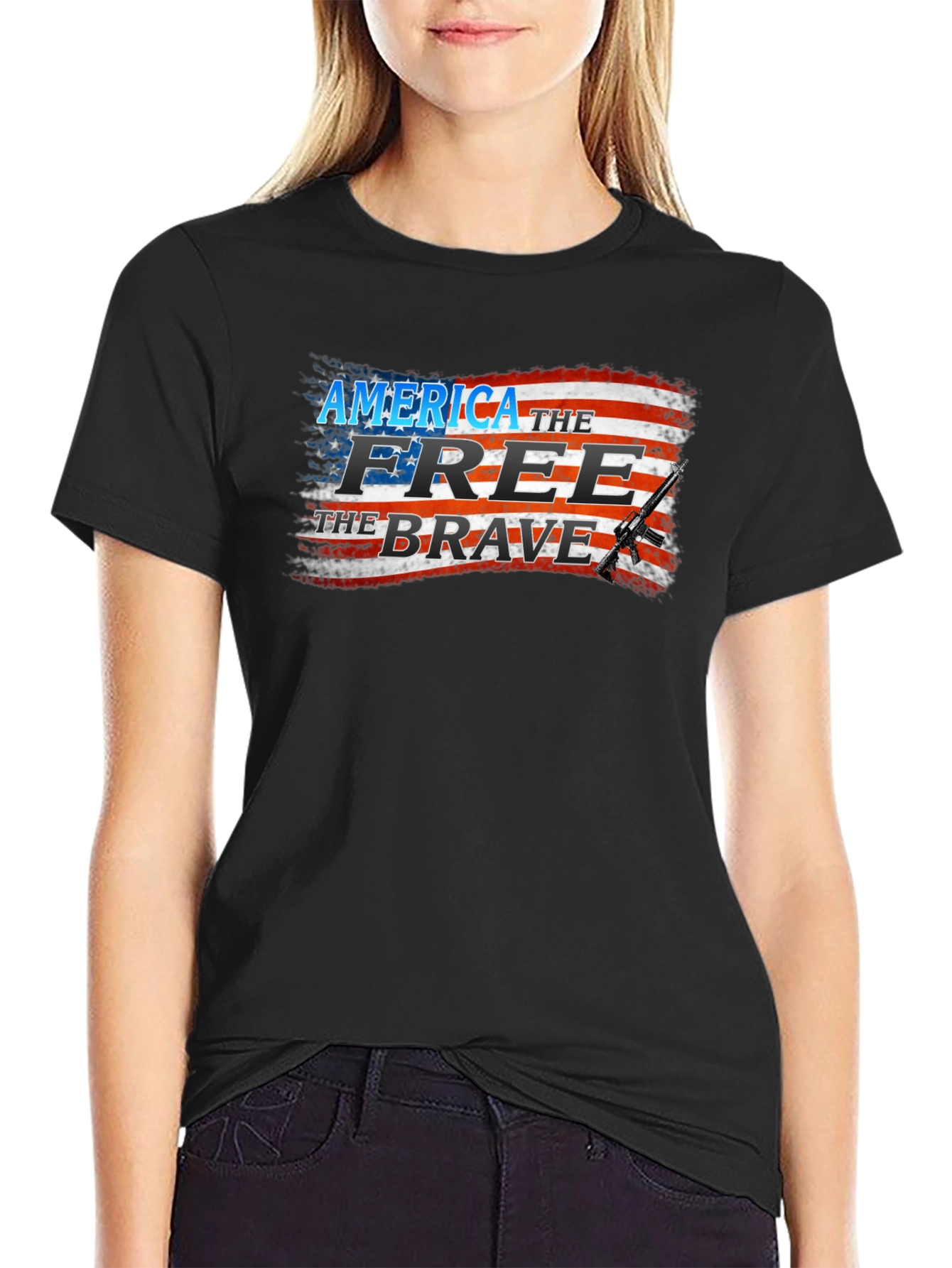 America Free Brave Patriotic T-Shirt