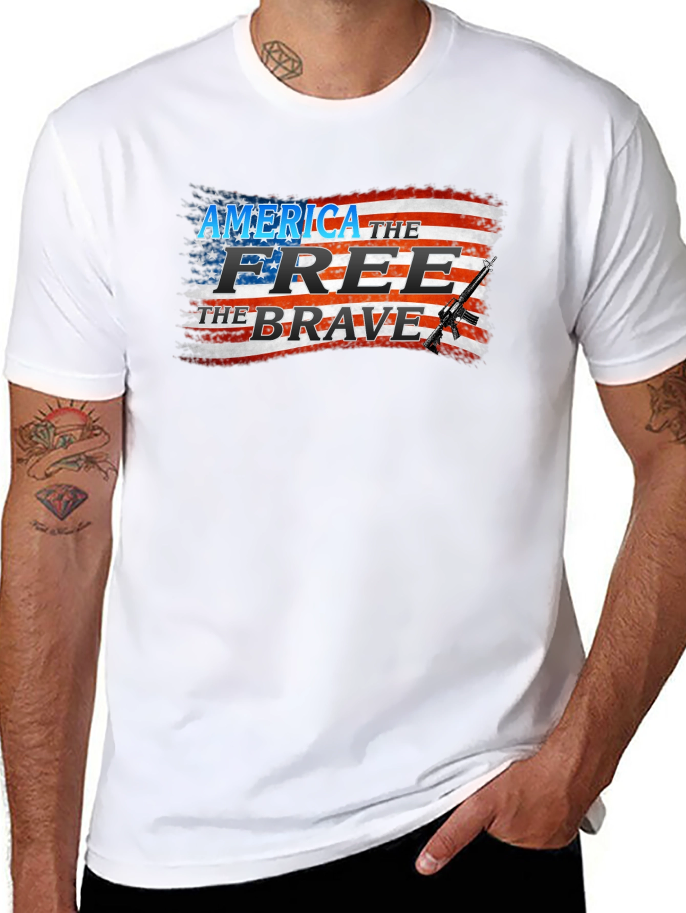 America Free Brave Patriotic T-Shirt