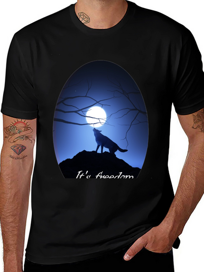 Wolf Howling at Moon Graphic Tee - Freedom Design