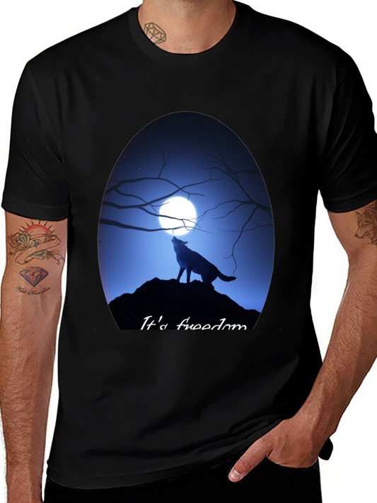 Wolf Howling at Moon Graphic Tee - Freedom Design
