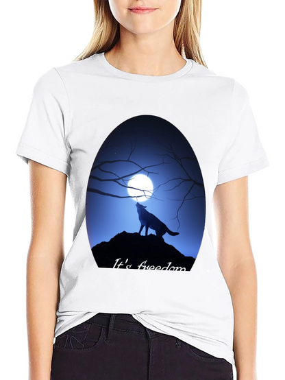 Wolf Howling at Moon Graphic Tee - Freedom Design
