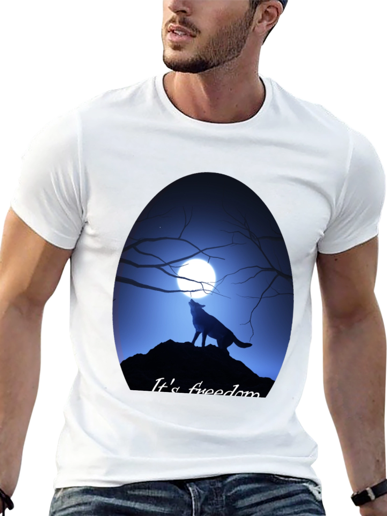 Wolf Howling at Moon Graphic Tee - Freedom Design