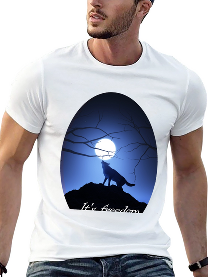 Wolf Howling at Moon Graphic Tee - Freedom Design