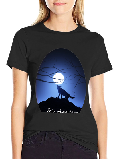 Wolf Howling at Moon Graphic Tee - Freedom Design
