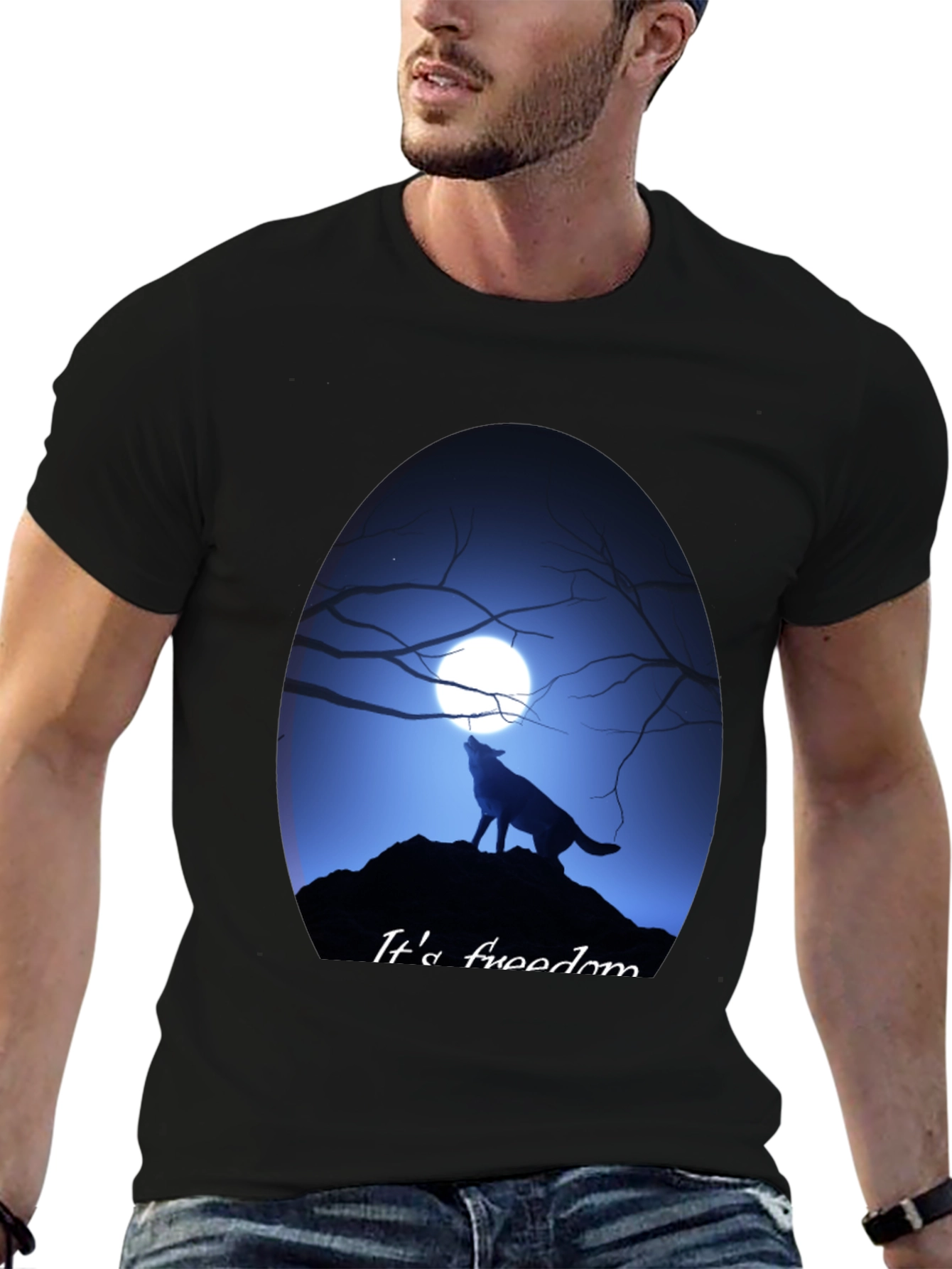 Wolf Howling at Moon Graphic Tee - Freedom Design