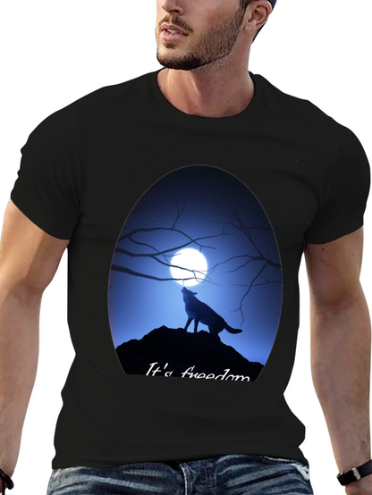 Wolf Howling at Moon Graphic Tee - Freedom Design