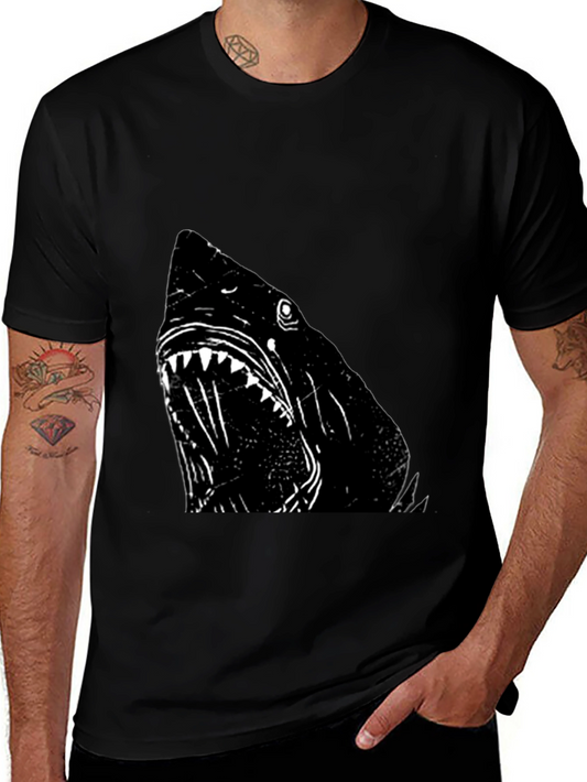 Shark Graphic T-Shirt - Black Cotton Tee
