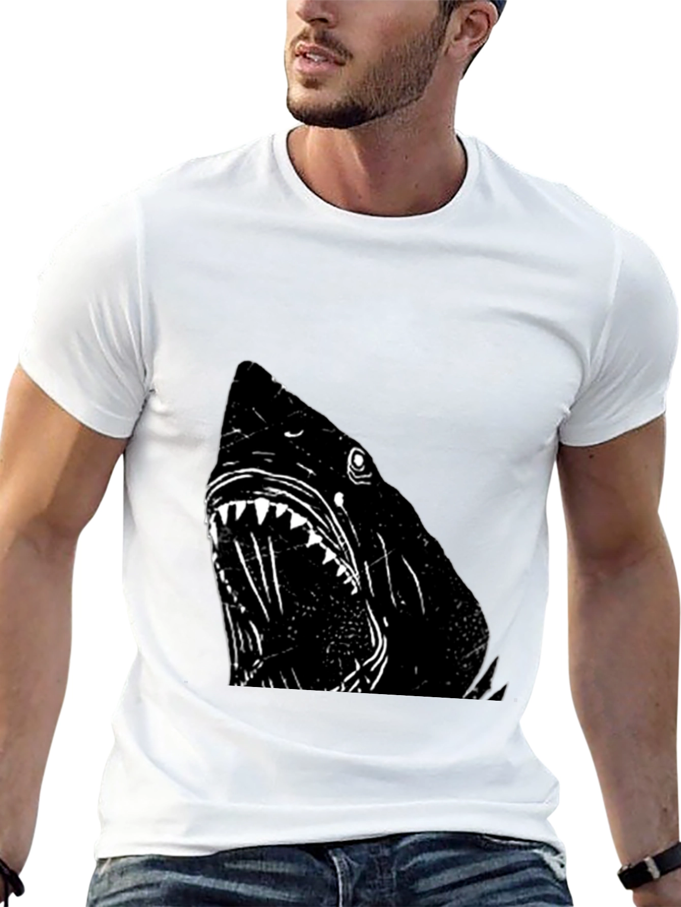 Shark Graphic T-Shirt - Black Cotton Tee