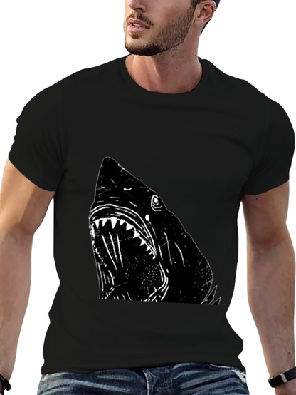 Shark Graphic T-Shirt - Black Cotton Tee