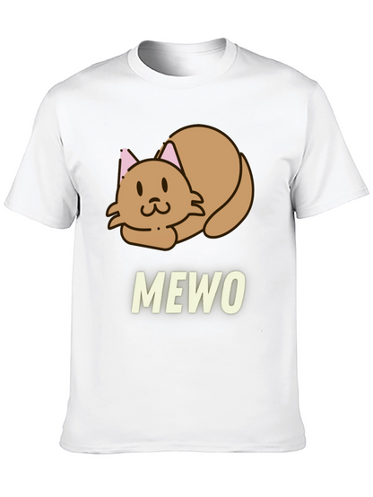 Cute MEWO Cat Graphic Black T-Shirt