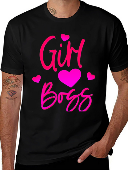 Girl Boss Black T-Shirt with Pink Design
