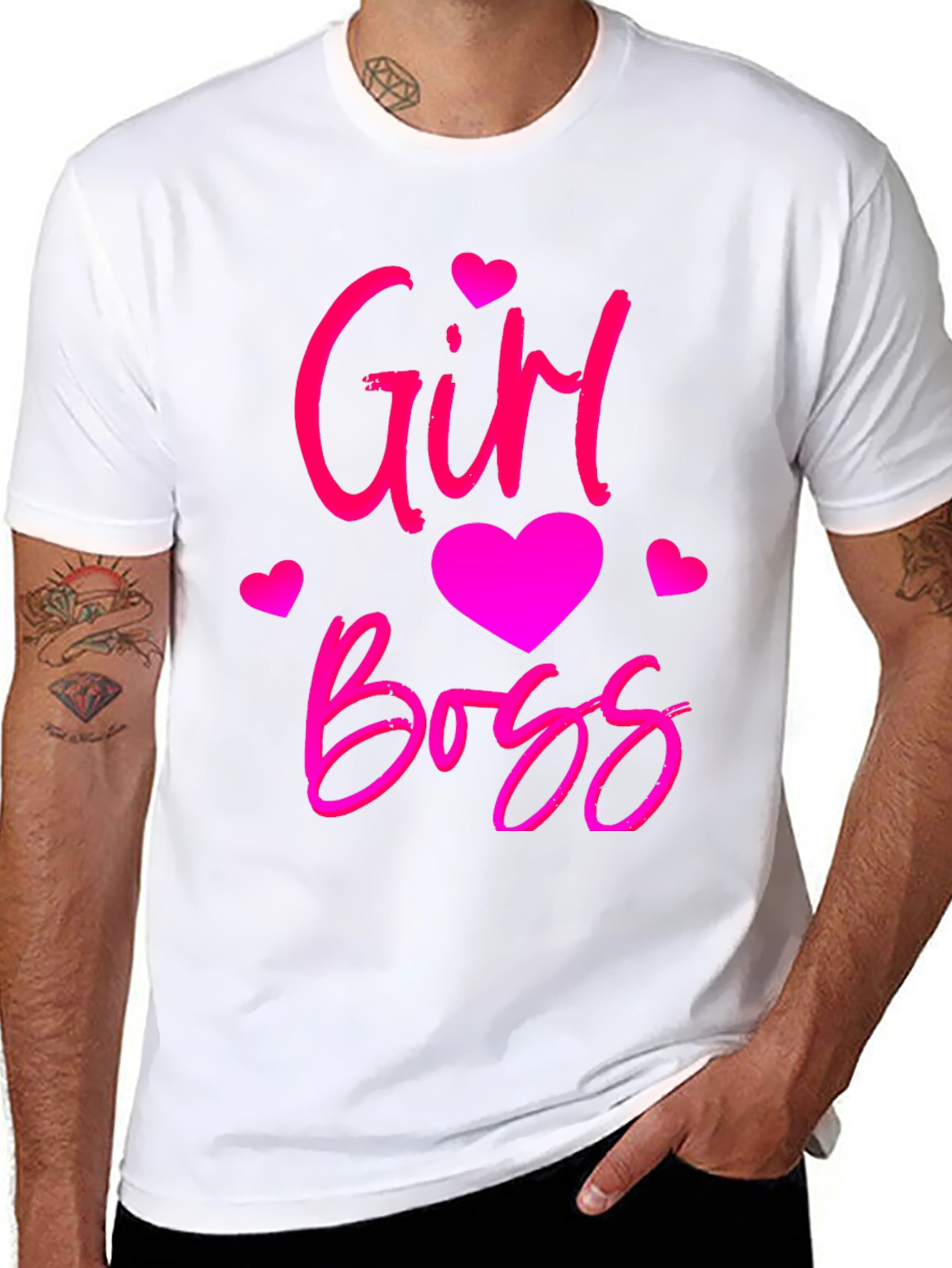 Girl Boss Black T-Shirt with Pink Design