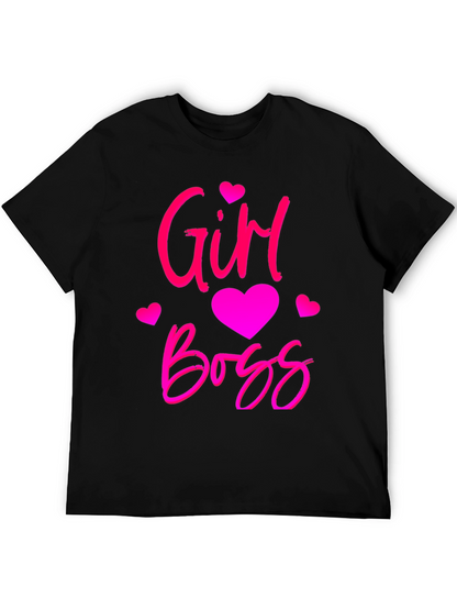 Girl Boss Black T-Shirt with Pink Design