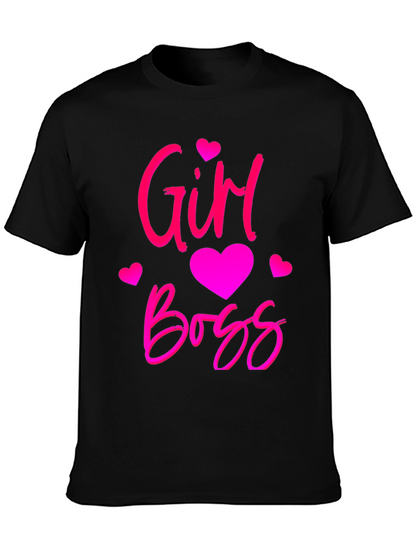 Girl Boss Black T-Shirt with Pink Design