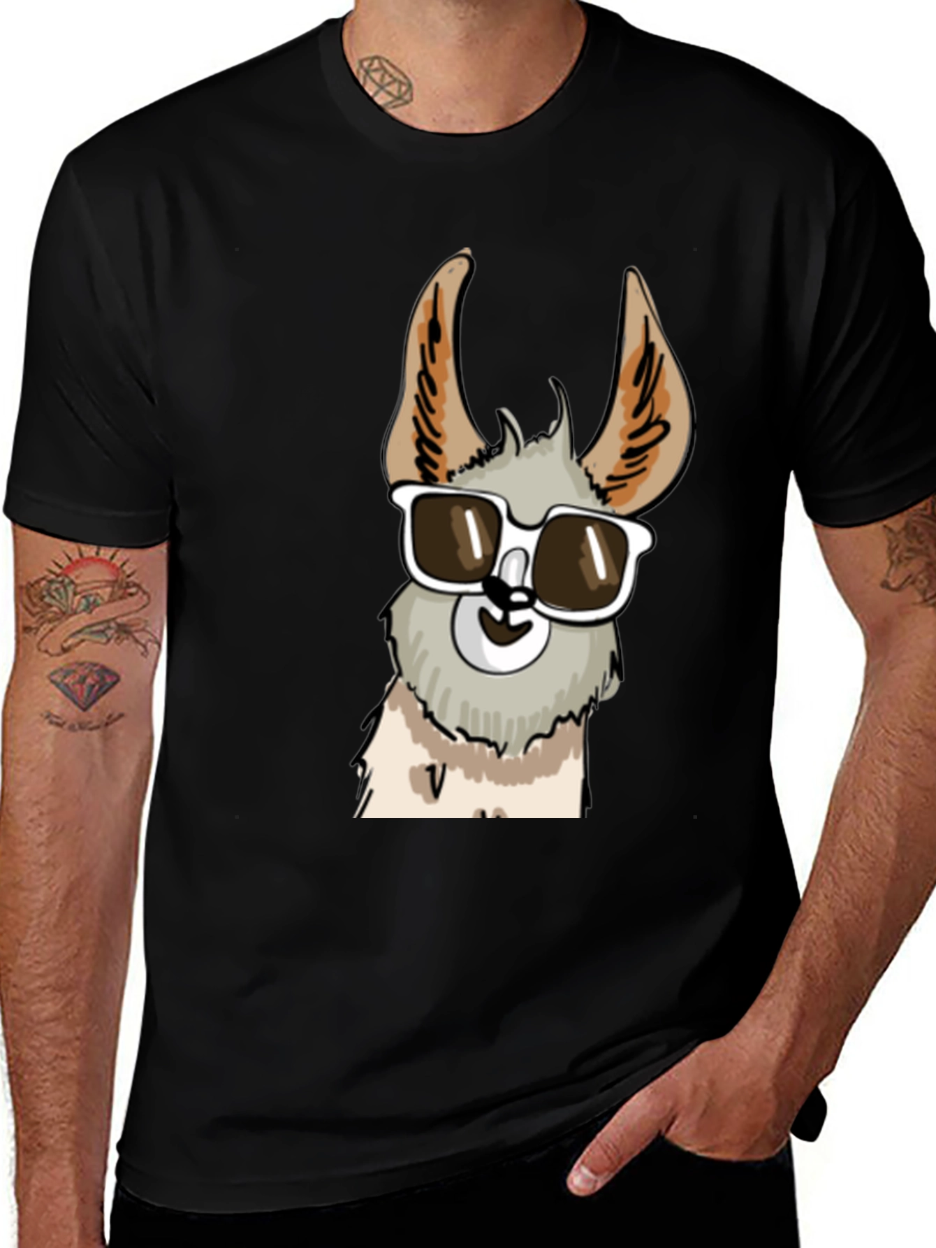 Cool Llama Graphic Tee - Stylish Black T-Shirt