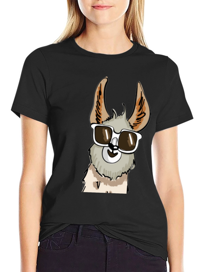 Cool Llama Graphic Tee - Stylish Black T-Shirt