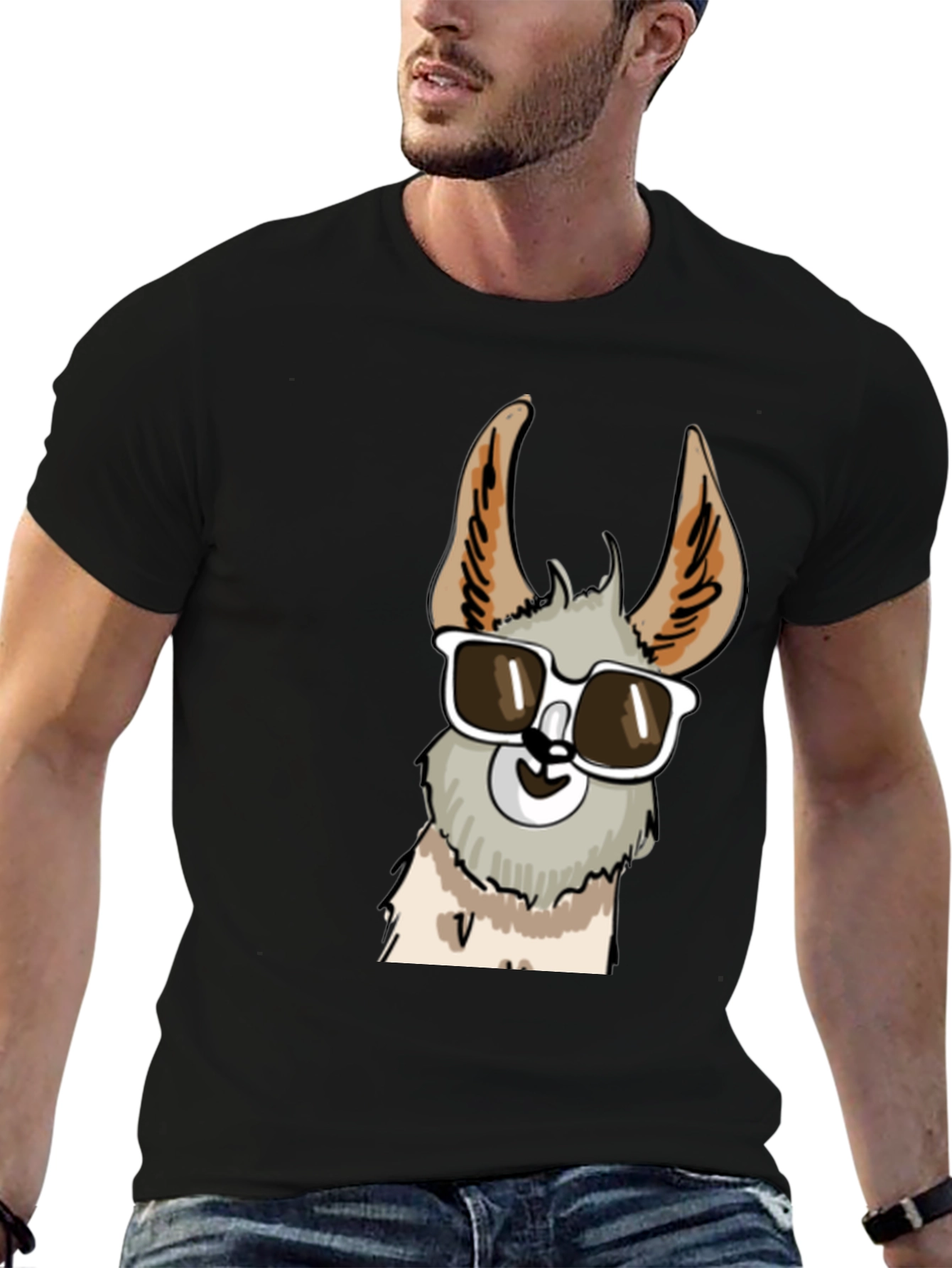Cool Llama Graphic Tee - Stylish Black T-Shirt