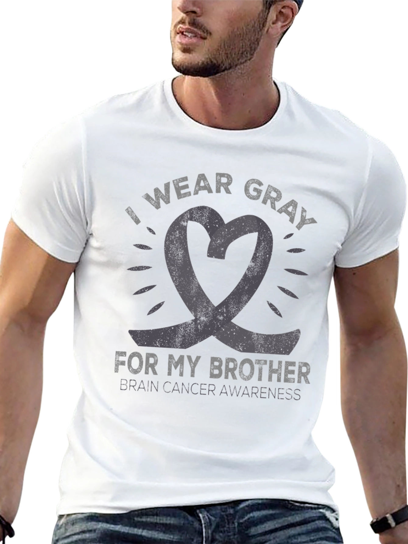 Gray Ribbon Brain Cancer Awareness T-Shirt