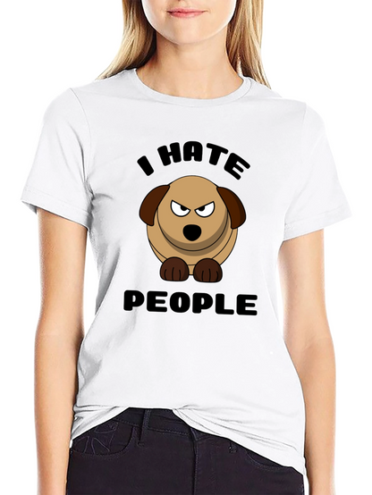 I Hate People Dog Graphic T-Shirt