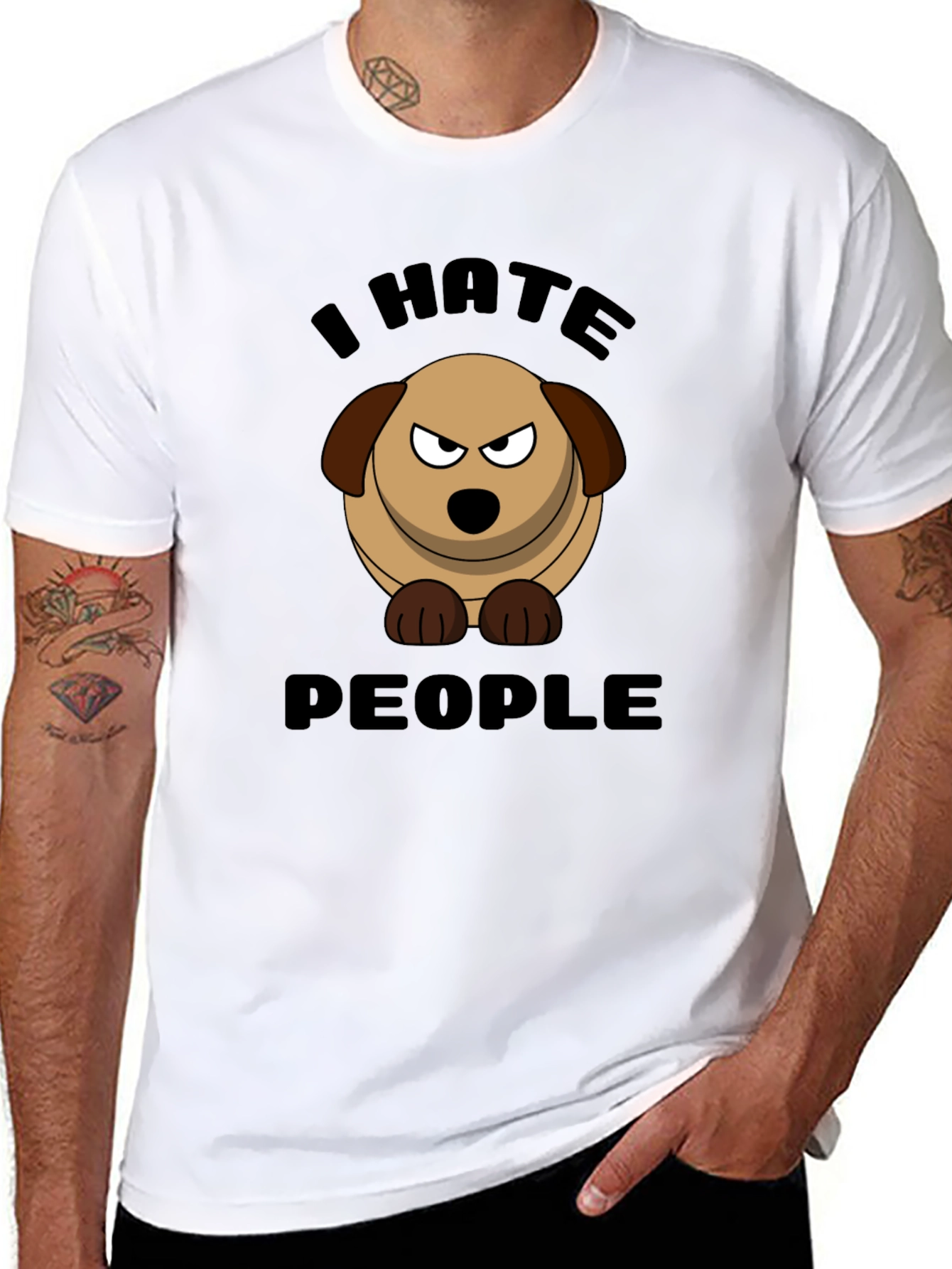 I Hate People Dog Graphic T-Shirt
