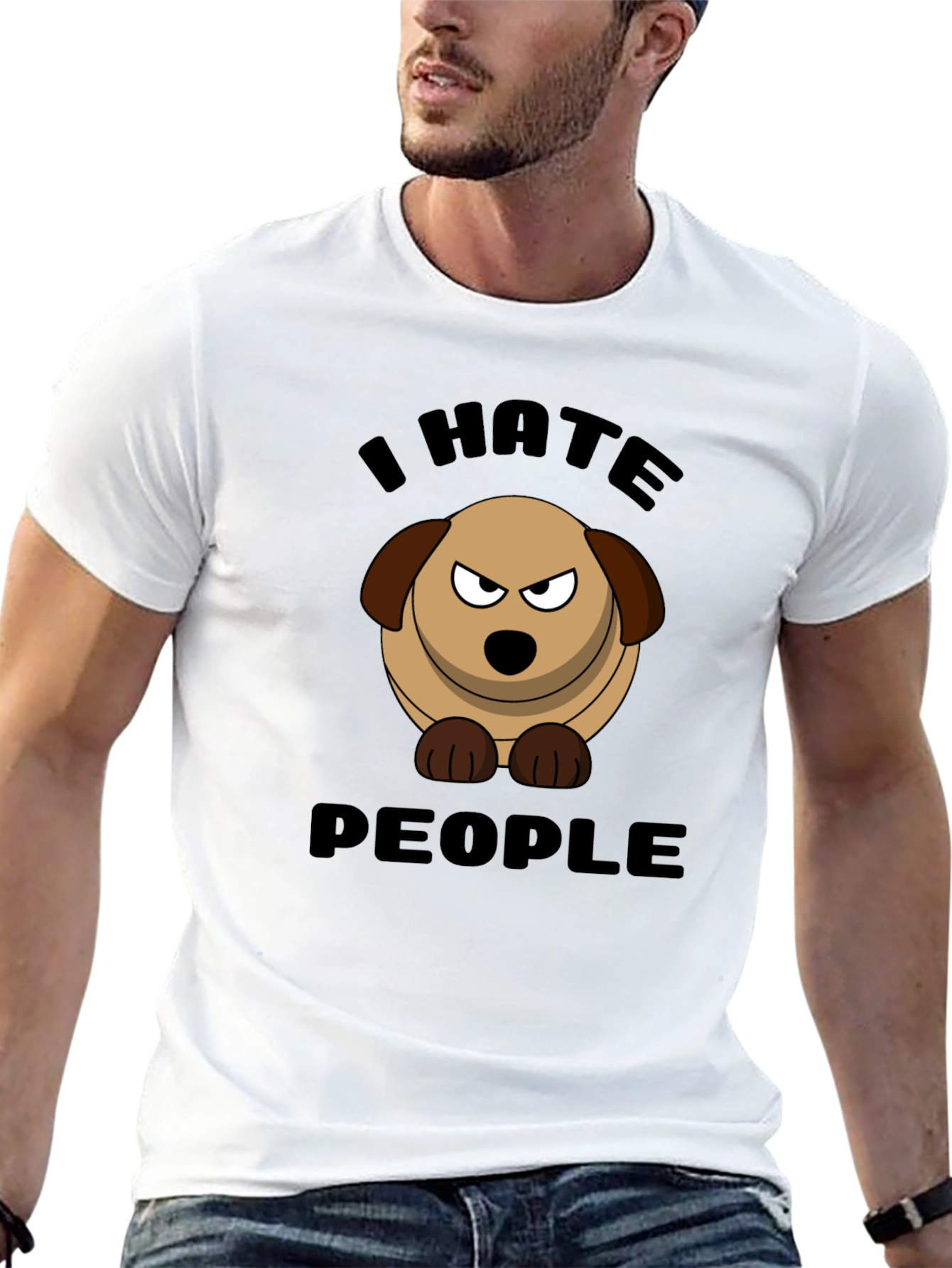 I Hate People Dog Graphic T-Shirt