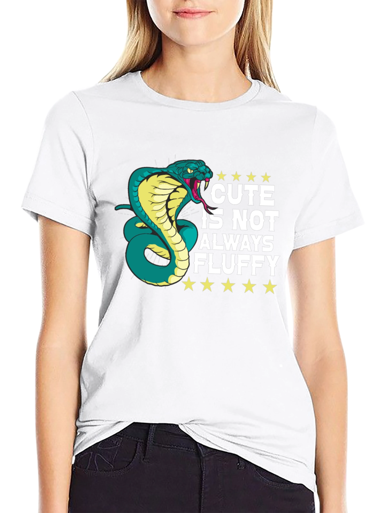 Cute Isnt Always Fluffy Snake Graphic T-Shirt
