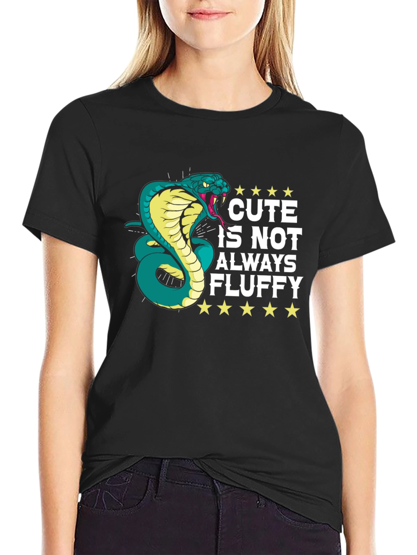 Cute Isnt Always Fluffy Snake Graphic T-Shirt