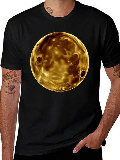 Golden Planet Graphic Print Mens Black T-Shirt