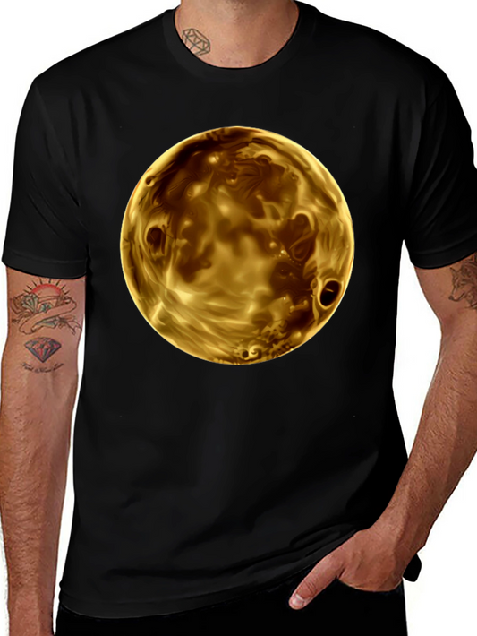 Golden Planet Graphic Print Mens Black T-Shirt