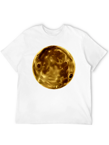 Golden Planet Graphic Print Mens Black T-Shirt
