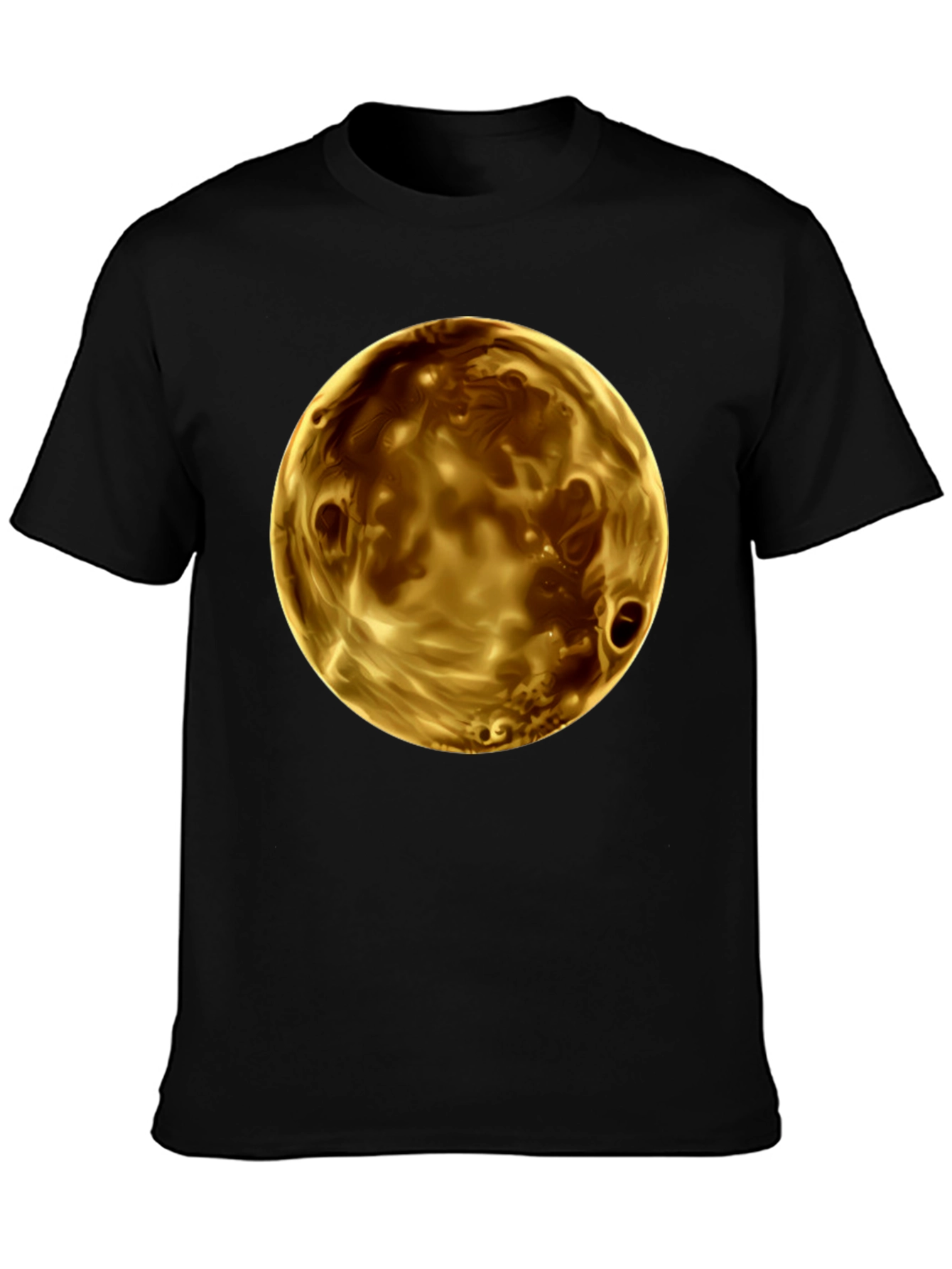 Golden Planet Graphic Print Mens Black T-Shirt