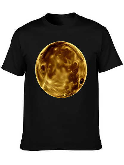 Golden Planet Graphic Print Mens Black T-Shirt