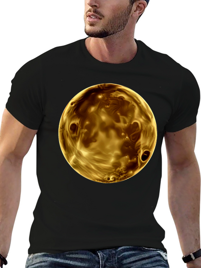 Golden Planet Graphic Print Mens Black T-Shirt