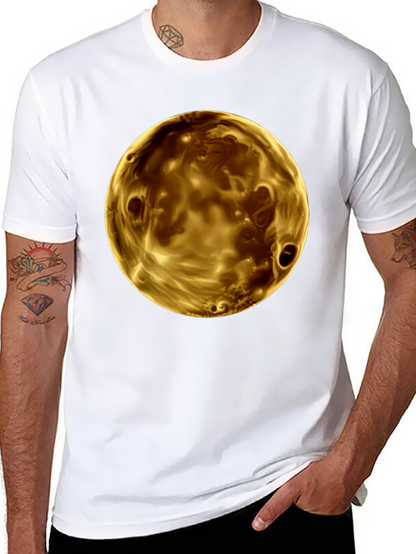 Golden Planet Graphic Print Mens Black T-Shirt