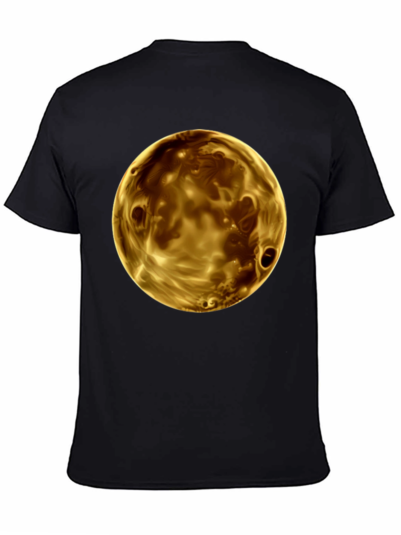 Golden Planet Graphic Print Mens Black T-Shirt