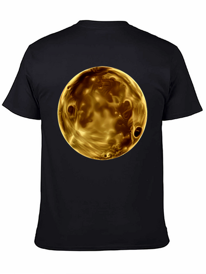 Golden Planet Graphic Print Mens Black T-Shirt