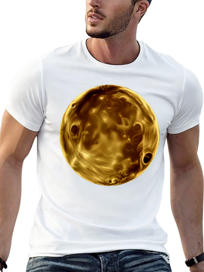 Golden Planet Graphic Print Mens Black T-Shirt