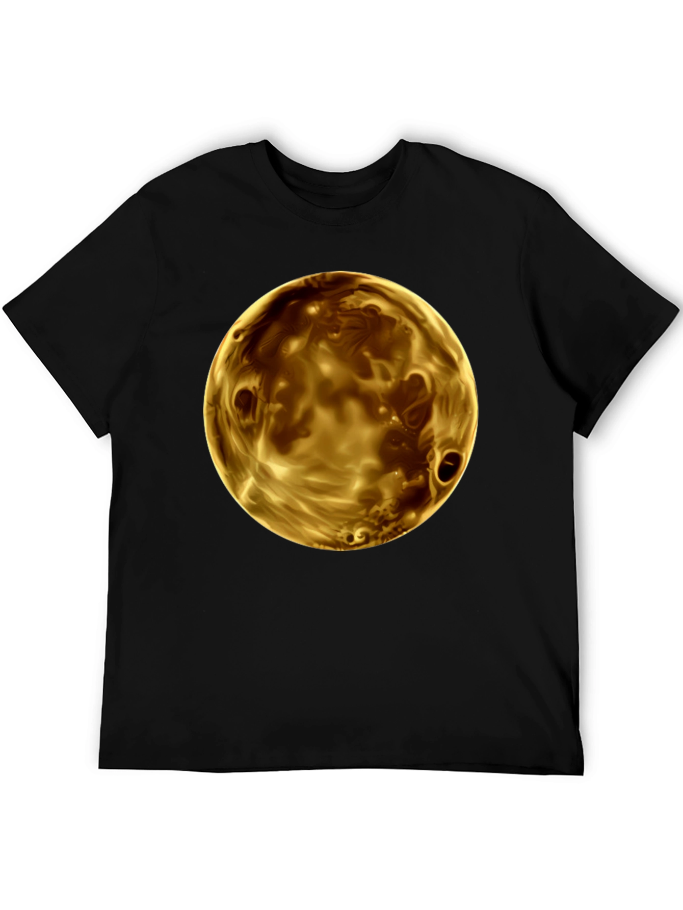Golden Planet Graphic Print Mens Black T-Shirt