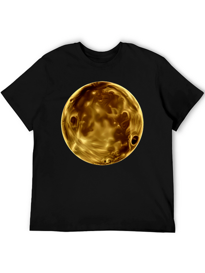 Golden Planet Graphic Print Mens Black T-Shirt